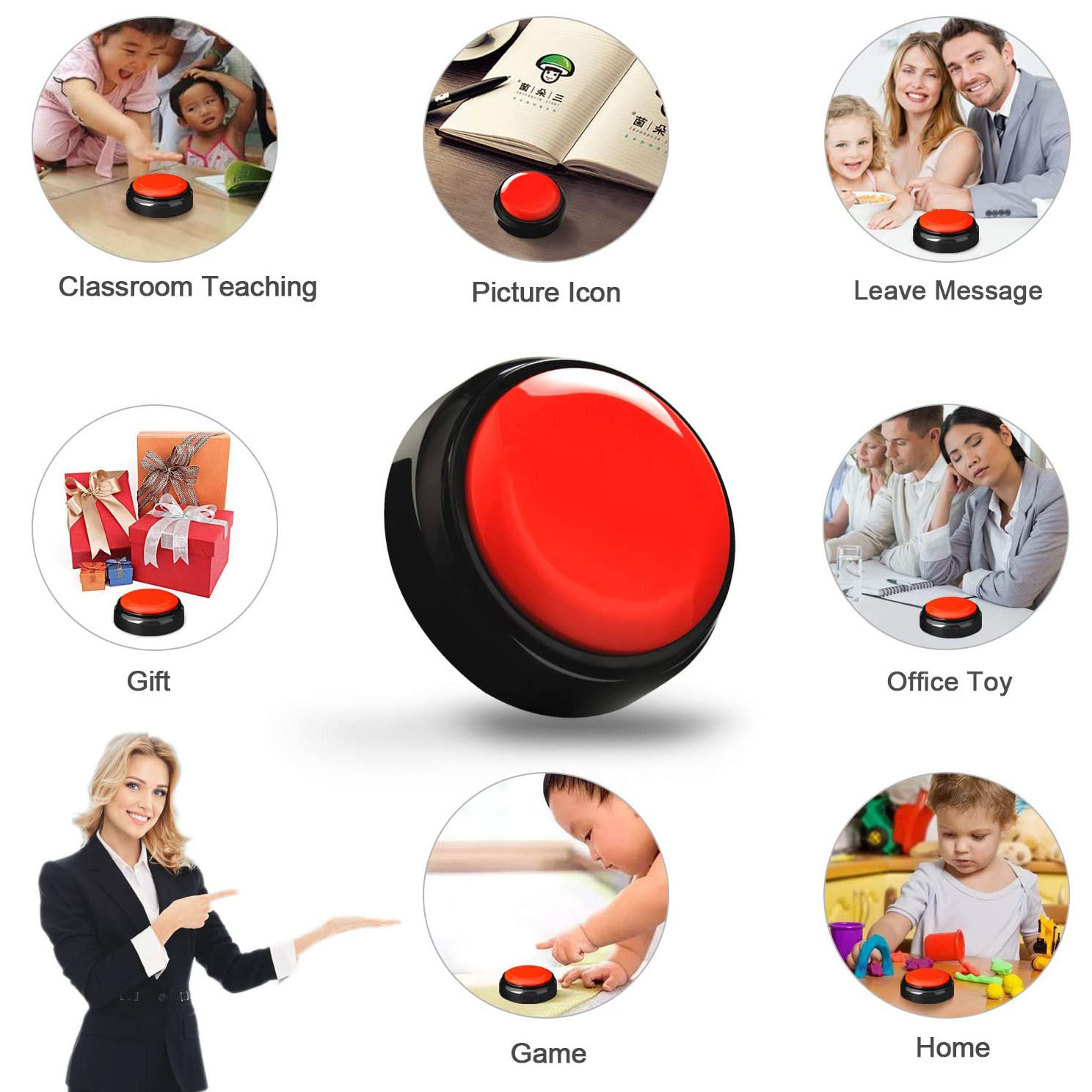 Customized recordable  programmable craft novelty sound voice recording easy talking  button music box