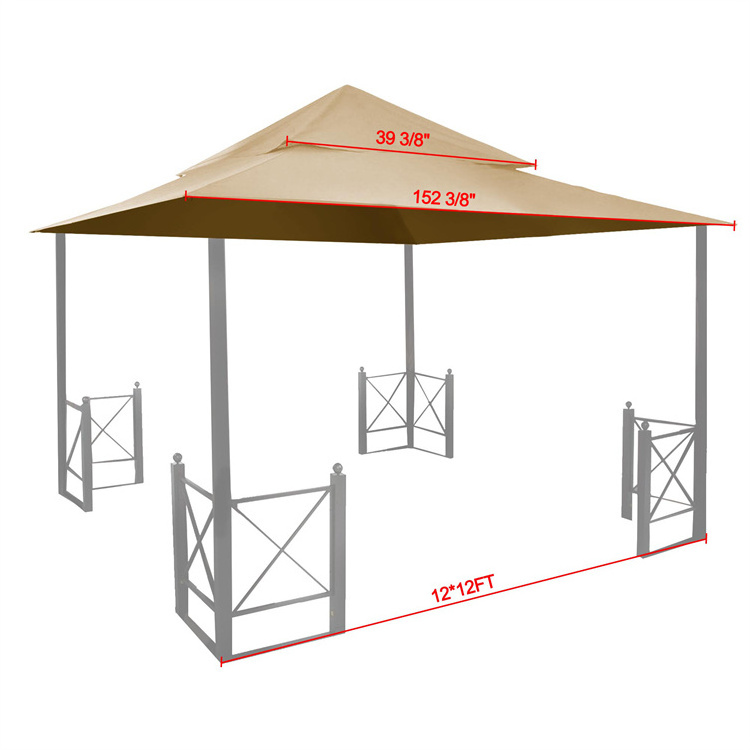 Outdoor 10x10 Patio Gazebo Canopy Beige Soft Top Replacement Cover For Garden Top Gazebo