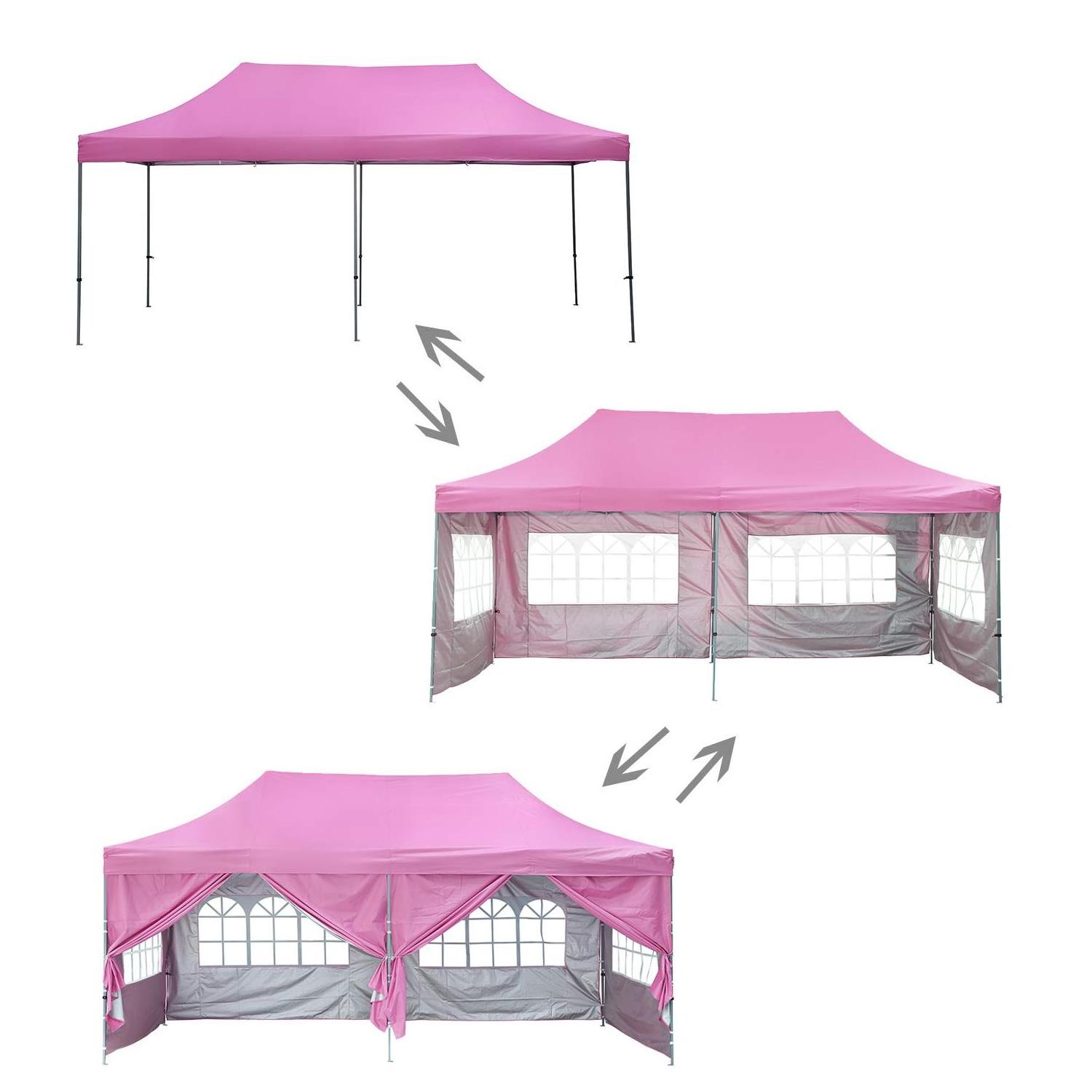 Commercial Portable Instant Folding Shelter Gazebos 10x10 Ft Outdoor Pink Waterproof Pop Up Canopy Trade Show Tent