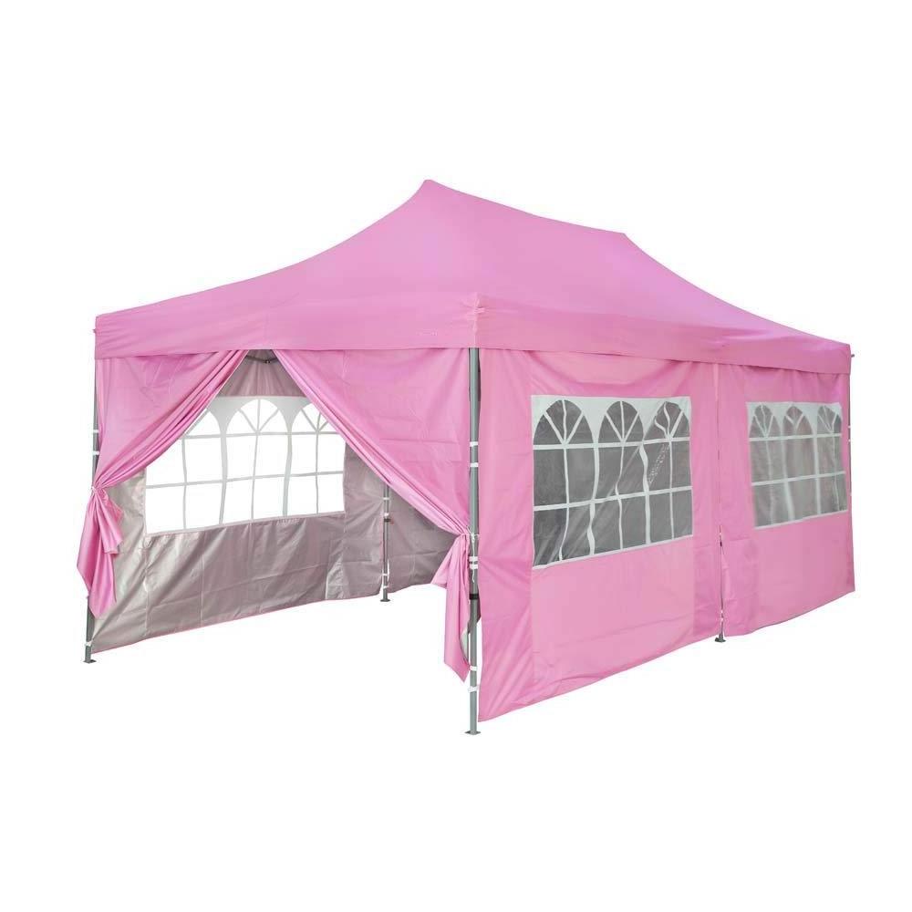 Outdoor Winter Gazebo 8x16 Pink Premium Instant Pop Up Canopy Trade Show Booth Tent with Elegant Church Window