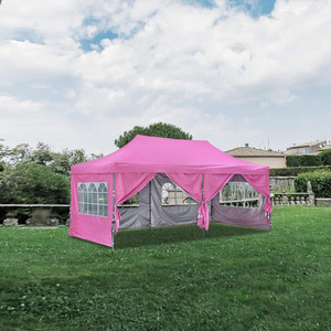 Outdoor Winter Gazebo 8x16 Pink Premium Instant Pop Up Canopy Trade Show Booth Tent with Elegant Church Window