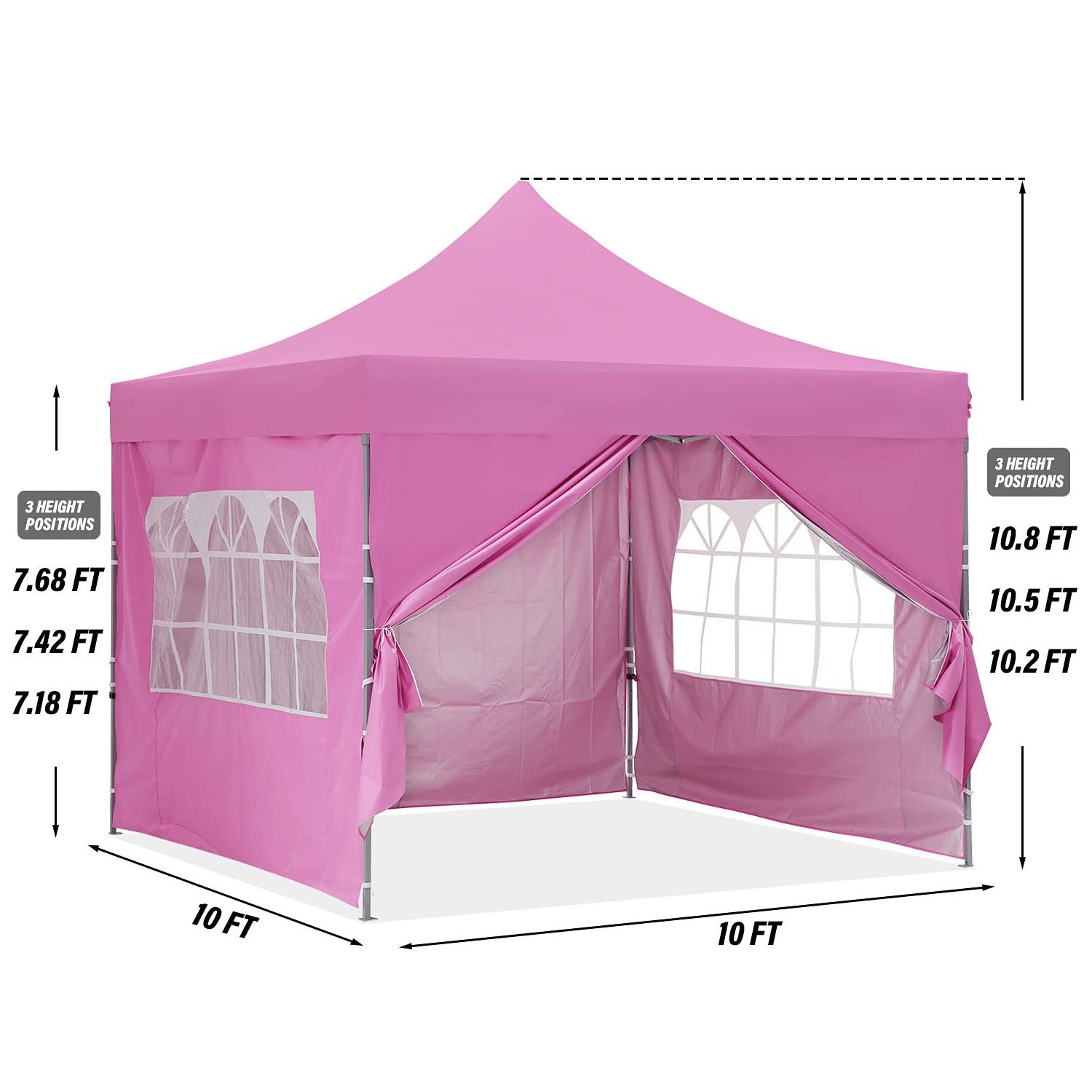 Outdoor Winter Gazebo 8x16 Pink Premium Instant Pop Up Canopy Trade Show Booth Tent with Elegant Church Window