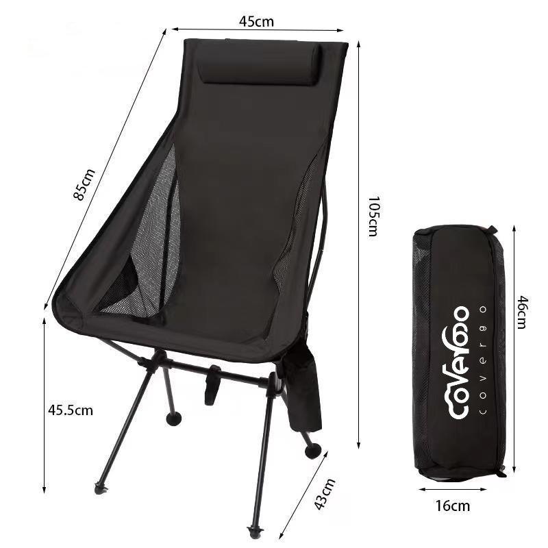 Outdoor Ultra-Light Portable Space High Back Aluminum Alloy Ultralight Light Weight Fishing Camping Folding Moon Chair