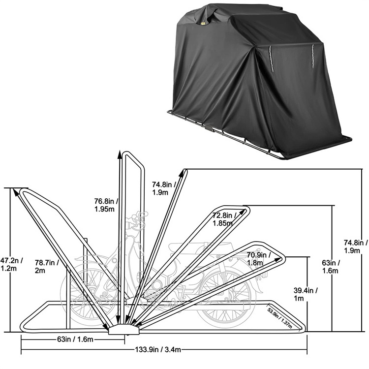 Heavy Duty 600D Oxford Motorbike Motorcycle Shelter Shed Motorcycle Shelter Storage Garage Tent