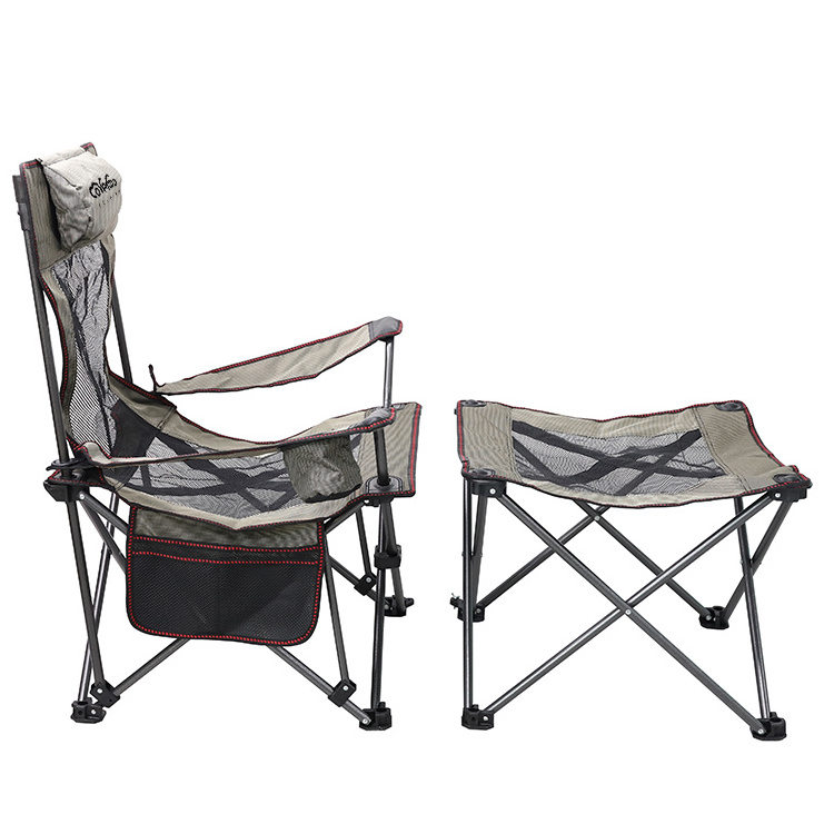 Outdoor Multifunctional Beach Lounge Chaise Folding Camping Equipment Foldable Recliner Footrest Chair with Chair for Camping