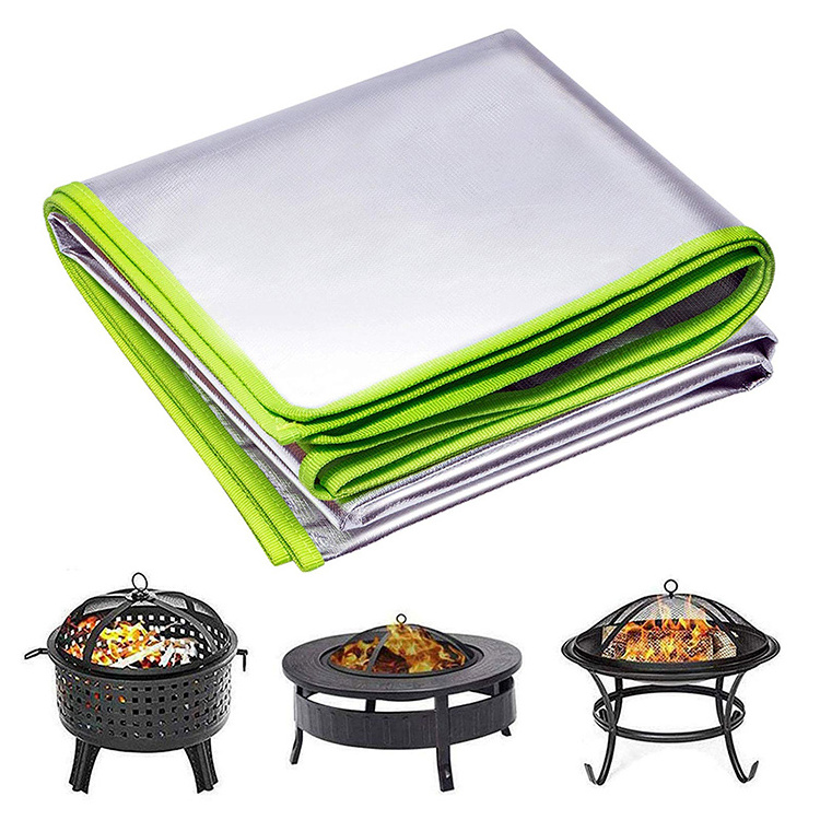 Outdoor Aluminum Camping BBQ Fireproof Round Square Fire Pit Mat for Fire Pit