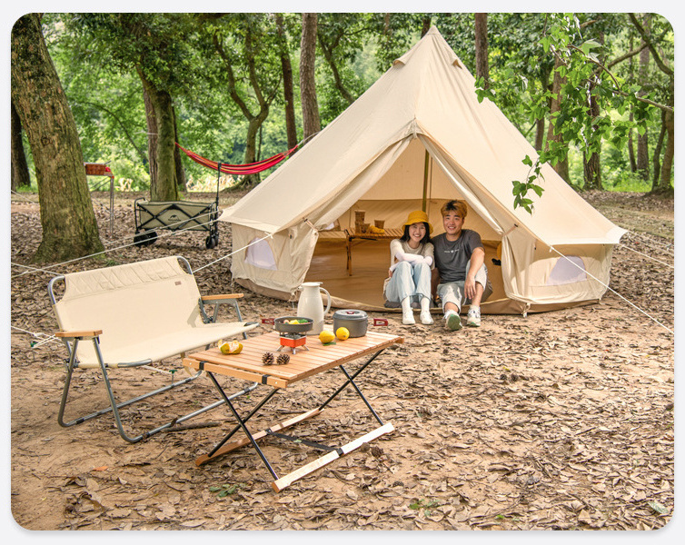 Hot-Selling Outdoor Sunscreen 5-8 People Camping Large Oxford Cotton Canvas Cloth Luxury Safari Bell Yurt House Glamping Tent