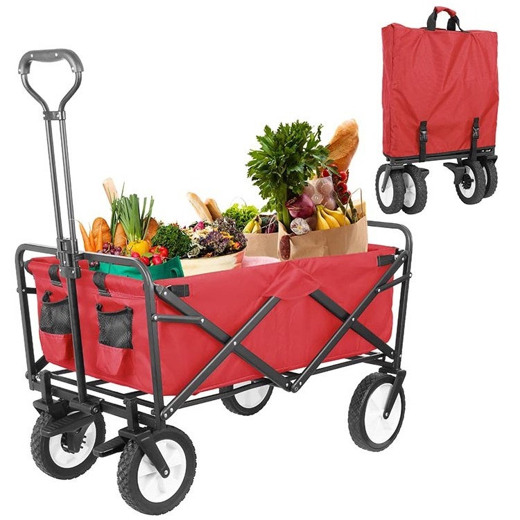 Utility Adjustable Handle Collapsible Foldable Folding Dog Beach Wagon Cart