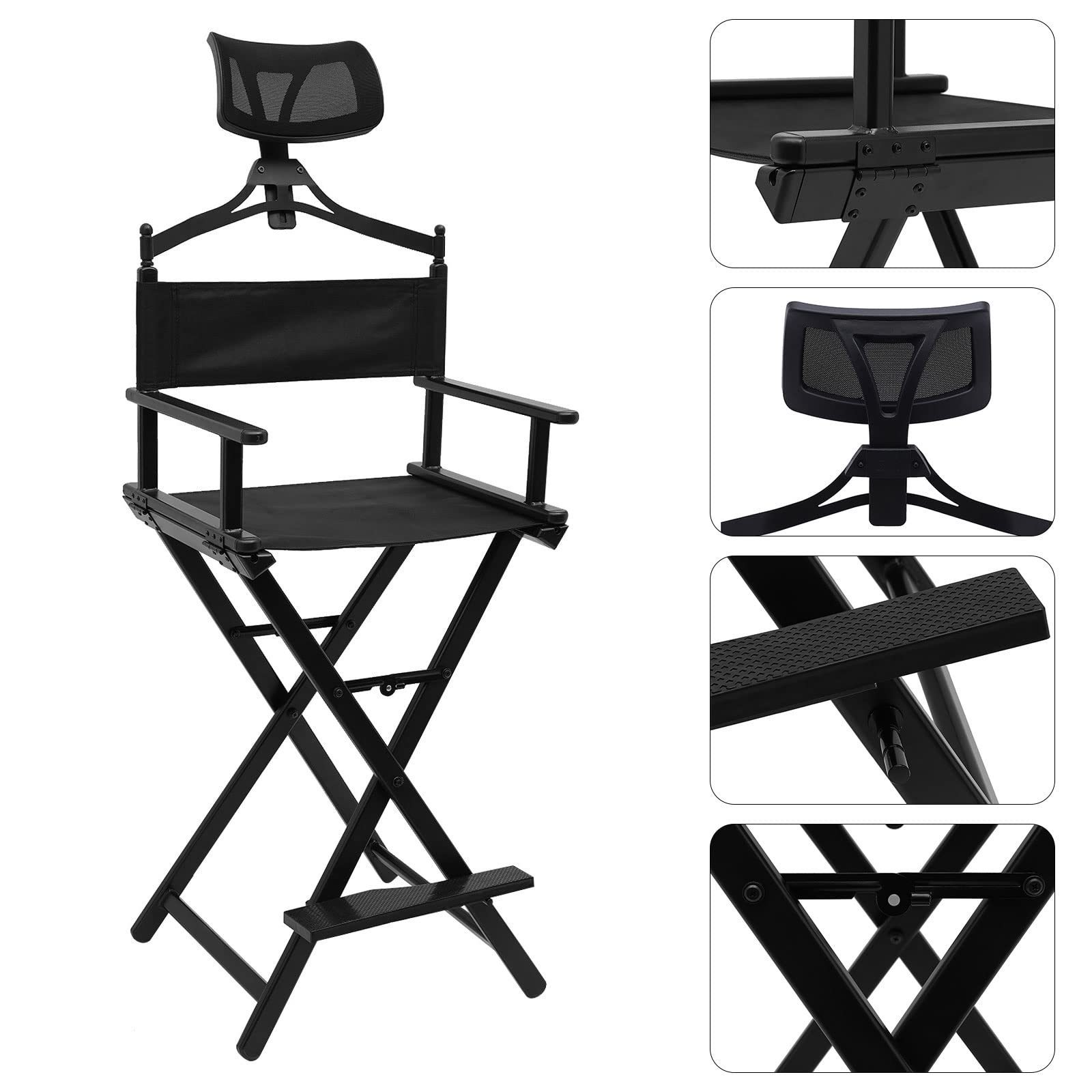 Waterproof Nylon Director Chair Beauty Shop Makeup Artist Chair Black Portable Folding Portable Folding Director Chair