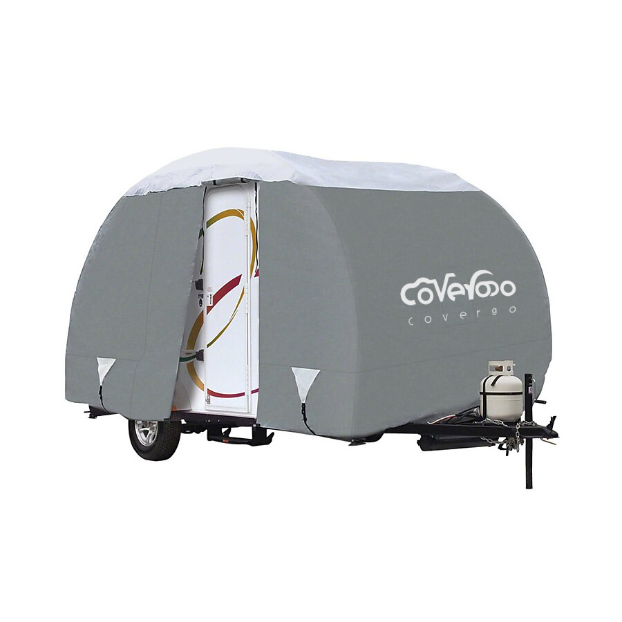 Covergo High Quality 4 Ply Deluxe Teardrop Trailer Cover RV Cover for R-Pod Trailers up to 17' Long - Gray