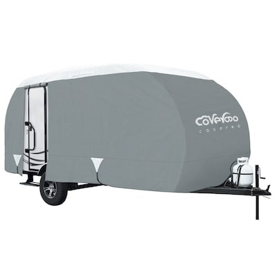 Covergo High Quality 4 Ply Deluxe Teardrop Trailer Cover RV Cover for R-Pod Trailers up to 17' Long - Gray