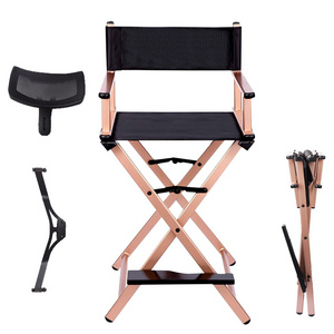 Gold Color Silver Aluminum Film Camping Folding Makeup Artist Tall Folding Director Chair