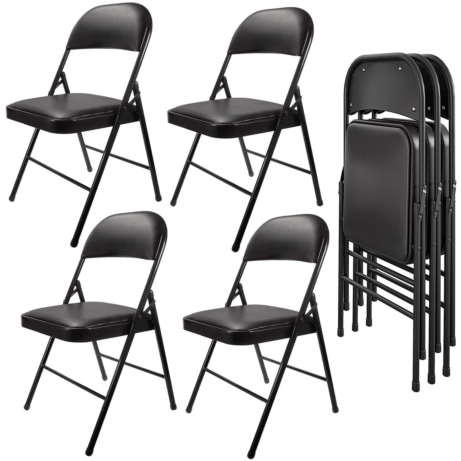 Wholesale Folding Chairs With Padded Seats, Black Portable Foldable Chair Comfortable Folding Chair for Card Table