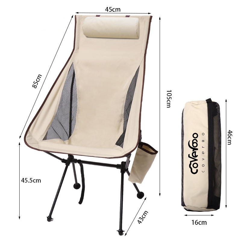 Outdoor Ultra-Light Portable Space High Back Aluminum Alloy Ultralight Light Weight Fishing Camping Folding Moon Chair