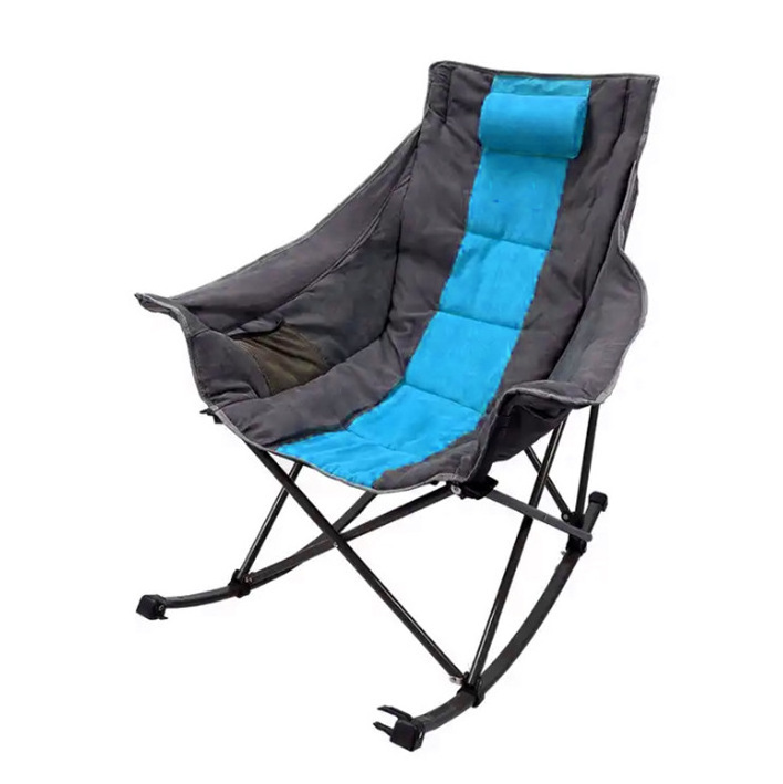 Wholesale Freestyle Portable Outdoor 600D Oxford Fabric Camping Folding Rocking Chair For Adults