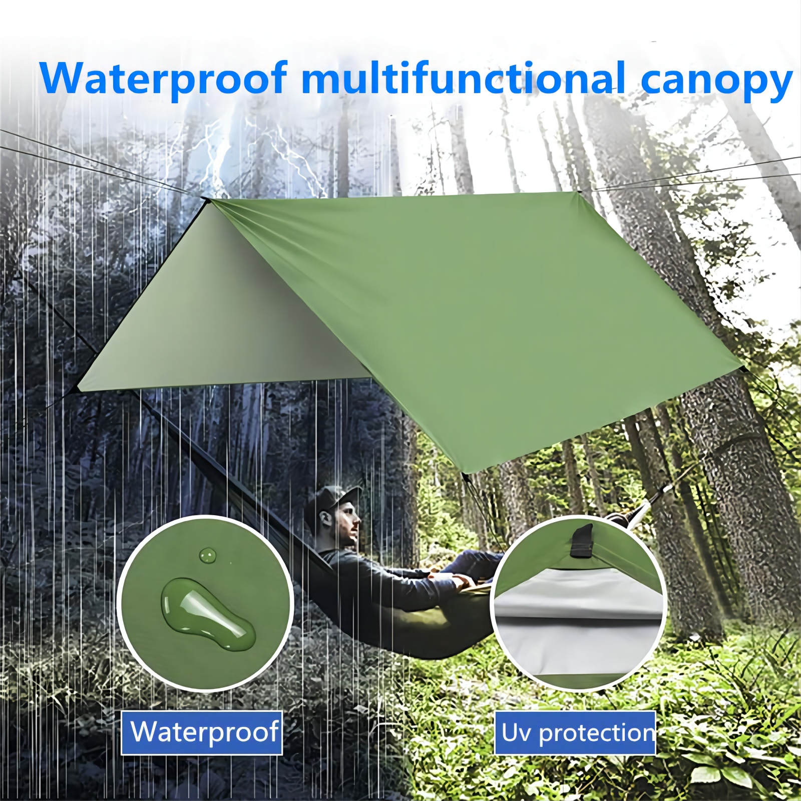 Wholesale Outdoor Foldable Double Flat Tree Hanging Rain Fly Waterproof Camping Hammock Tarp Tree Tent with Rain Fly