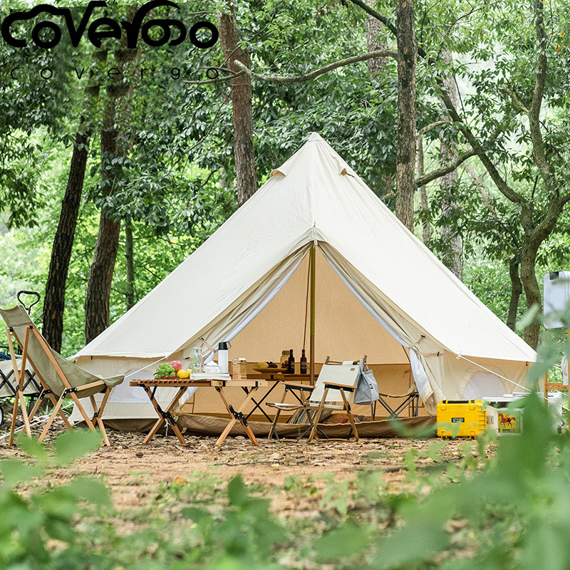 Hot-Selling Outdoor Sunscreen 5-8 People Camping Large Oxford Cotton Canvas Cloth Luxury Safari Bell Yurt House Glamping Tent