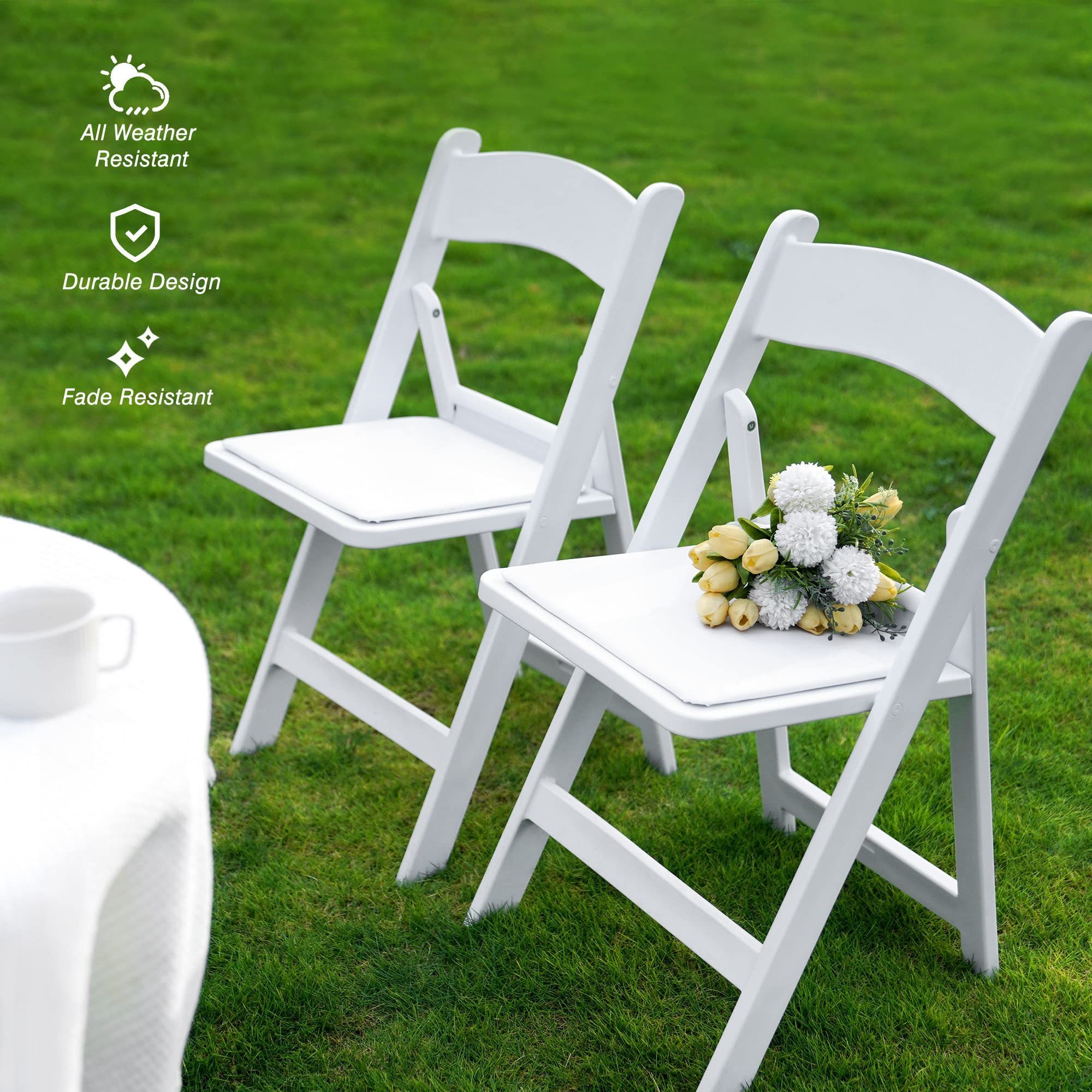 Wholesale Outdoor Furniture Garden Plastic Folding White Wedding Folding Resin Chair Set