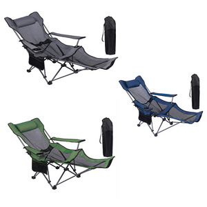 Outdoor Compact Aluminum Luxury Lounge Chaise Folding Camping Recliner Beach Chair