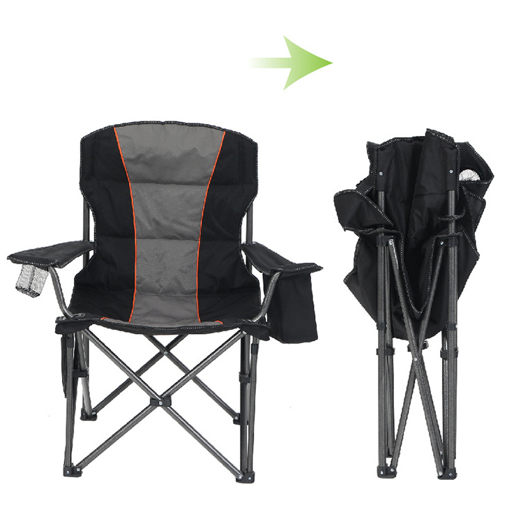 Heavy Duty 450 LBS Steel Padded Arm Luxury Portable Folding Foldable Outdoor Garden Picnic Fishing Camping Chair with Cooler Bag