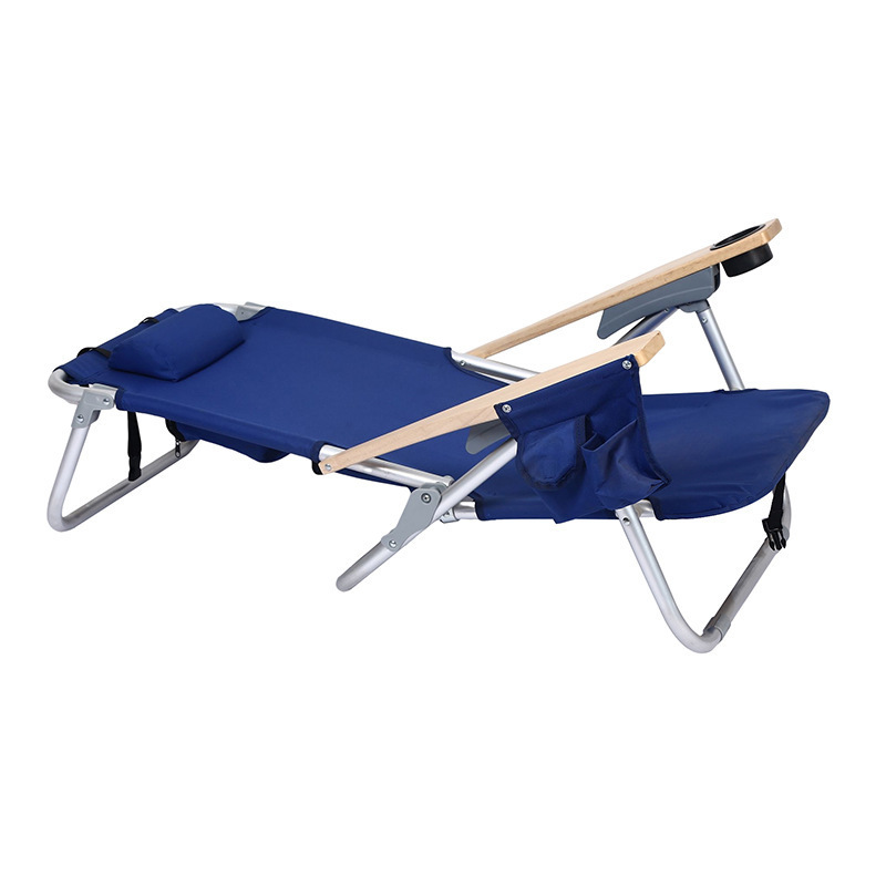 Wholesale Outdoor Support 250Lbs Classic Lay Flat Backpack Beach Chair With Pillow