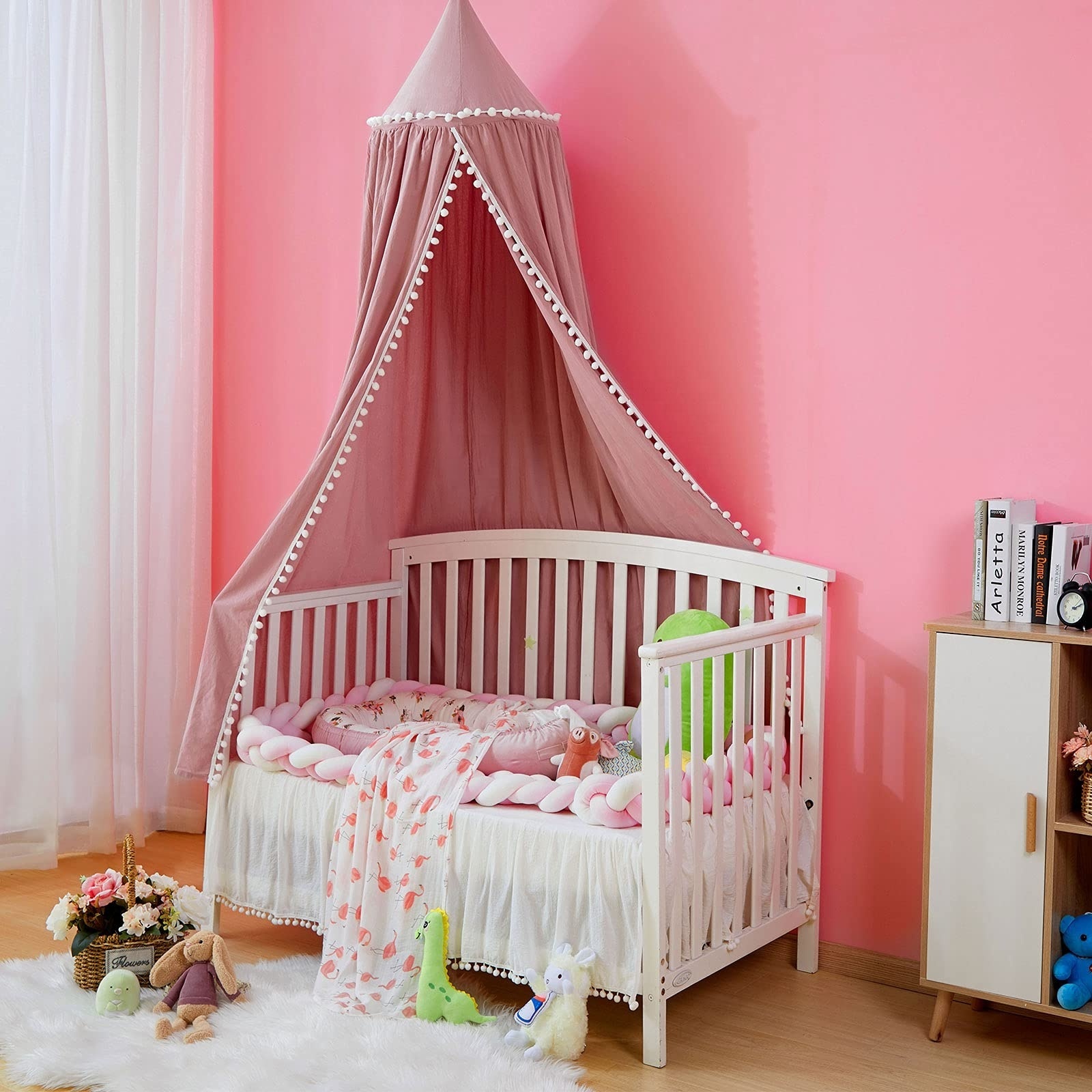 Custom Baldachin Colors Round Dome Hanging Nursery Baby Kids Cot Cotton Bed Curtain Canopy