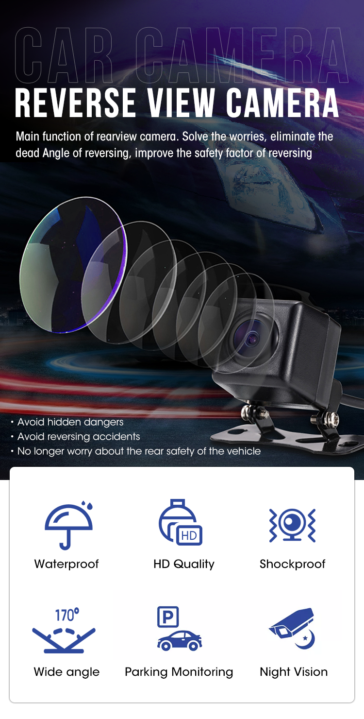 Universal Night Vision Back Up Camera Car Aid 170 Degree Waterproof Reverse Rear View Car Camera With Parking Line