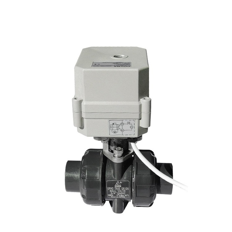 DN25 1inch UPVC DC24V Double Union Motorized Electric Ball Valve Socket Ends Two Way Mini Electric Ball Valve