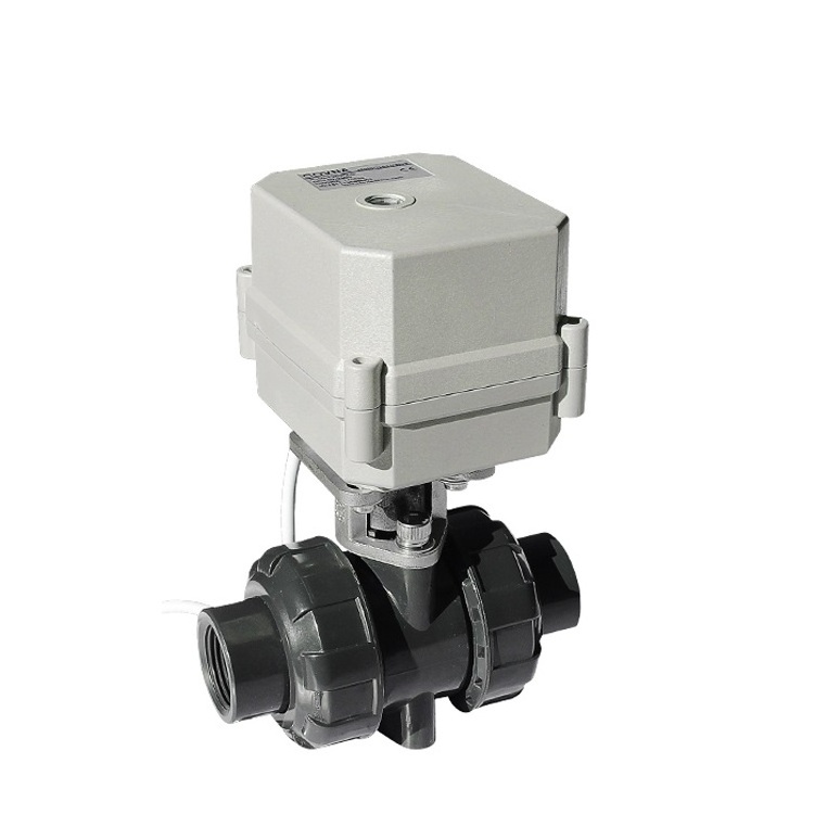 DN25 1inch UPVC DC24V Double Union Motorized Electric Ball Valve Socket Ends Two Way Mini Electric Ball Valve