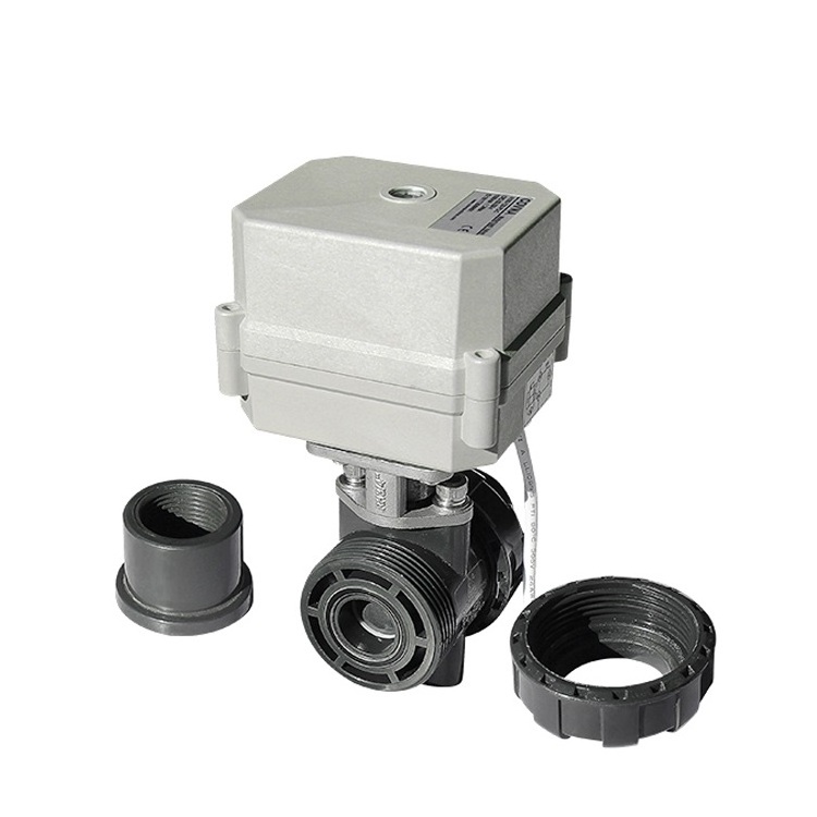 DN25 1inch UPVC DC24V Double Union Motorized Electric Ball Valve Socket Ends Two Way Mini Electric Ball Valve