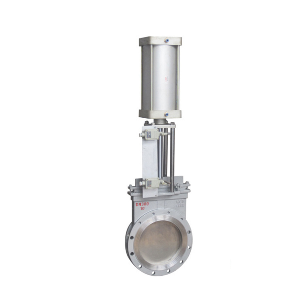 COVNA Flanged Pneumatic Knife Gate Valve 10 inch 150LB Stainless Steel Knife Gate Valve Slurry Knife Gate Valve