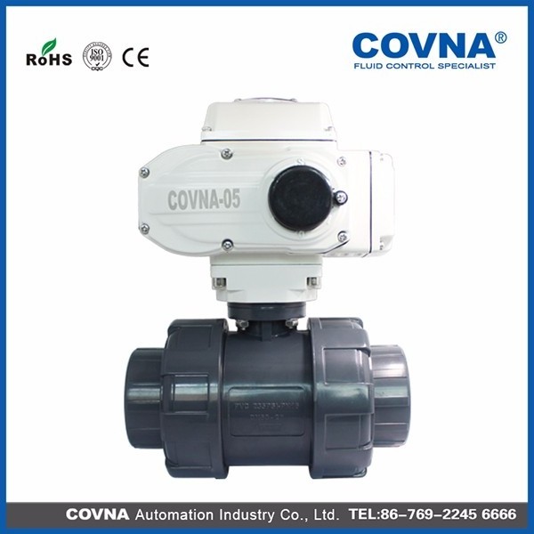 UPVC Motorized Ball Valve Two Ways Double Union Socket Modulating Type 4-20mA  electric ball valve pvc ball valve 1/2