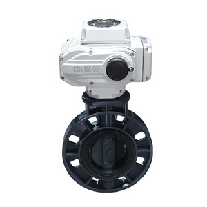 DN50 UPVC Plastic  Motor Operated Control Electric Wafer Butterfly Valve AC220V