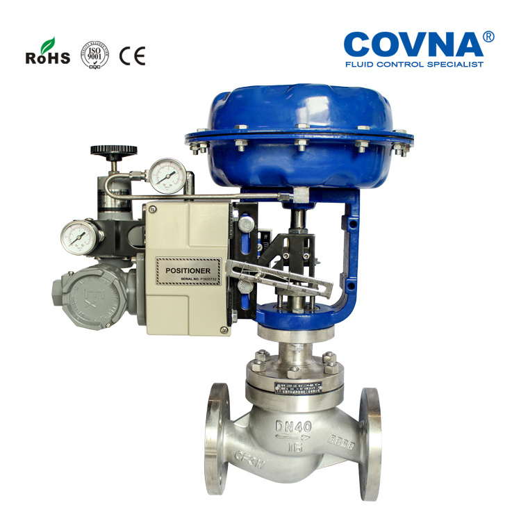 Modulating 4-20mA Control Valve Cast Steel ANSI Flange 150LB Spring Returned Pneumatic Control Valve with Positioner