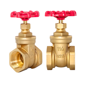 COVNA 4 inch NPT Thread  1/2"  Water Brass Gate Valve With Red Painted Drawn Iron Handwheel