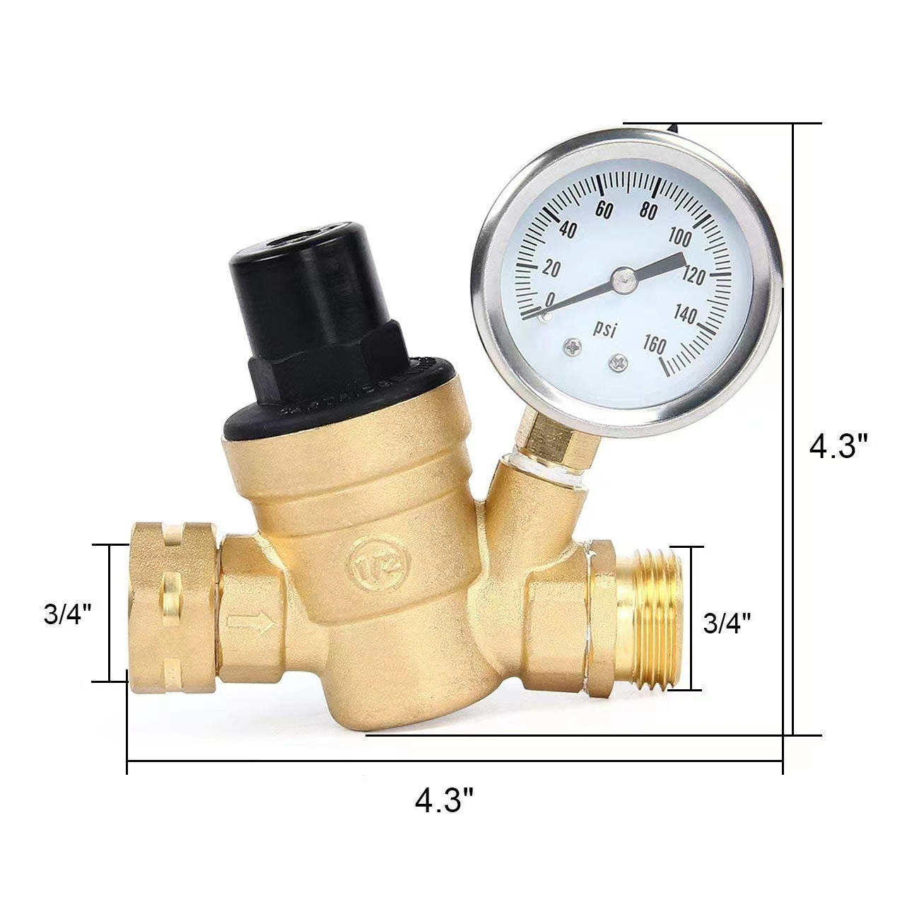 COVNA RV Water Pressure Regulator Brass Lead-Free Water Pressure Reducer Kit for Camper Travel Trailer