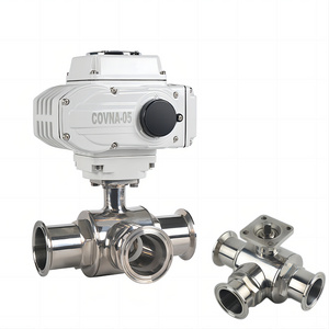 COVNA 2 inch 4 inches 3 Way 12V Sanitary Electric Ball Valve Stainless Steel Clamp Motorized Ball Valves