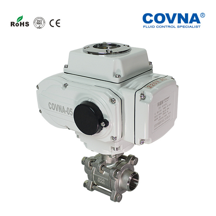 COVNA HK60-Q-3PS-H 3-Piece 2 way Stainless Steel Ball Valves Full Welded Electric Actuator Ball Valve Motorized Ball Valve