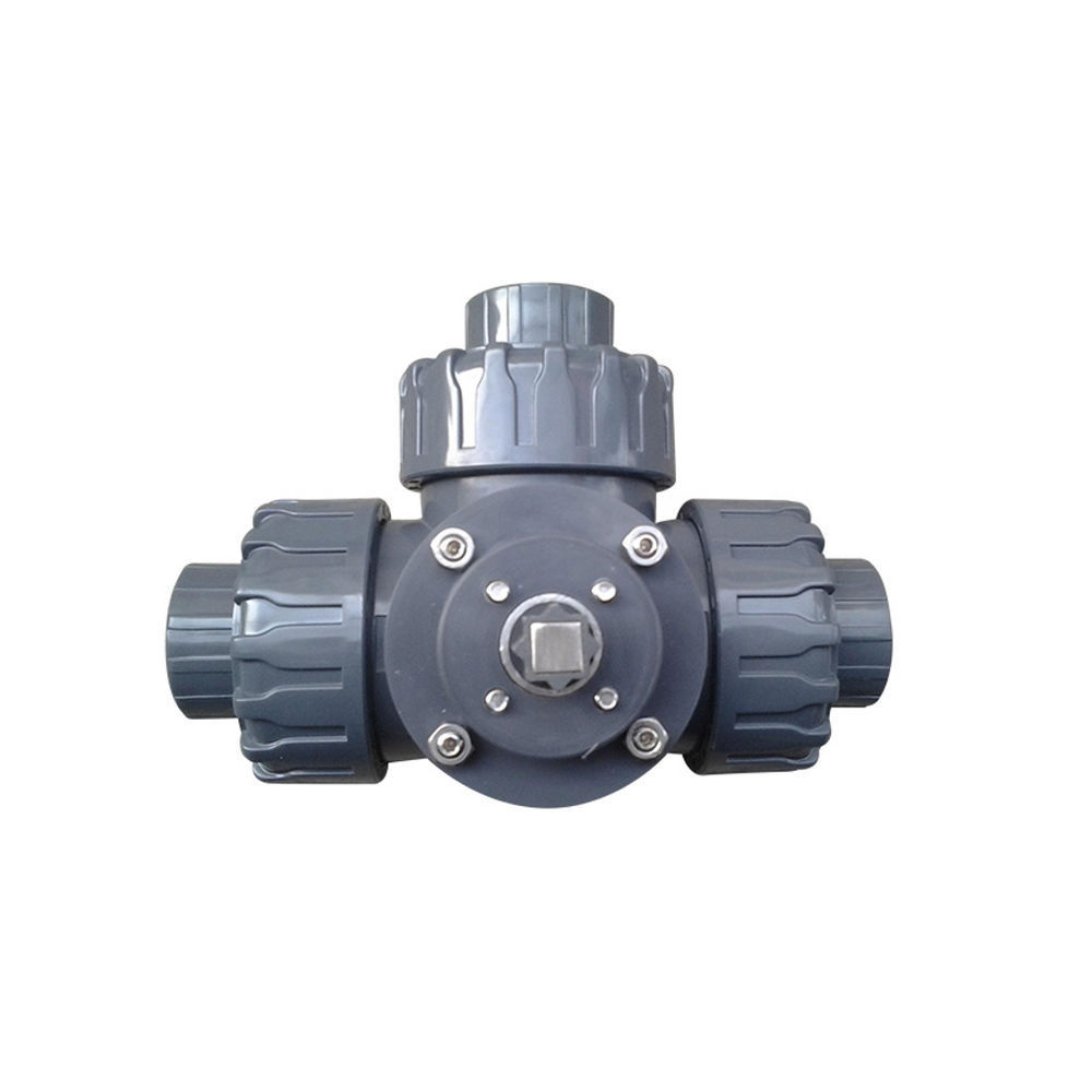 COVNA DN20 3/4 inch 3 Way T Port Lever Operated PVC Plastic True Union Ball Valve