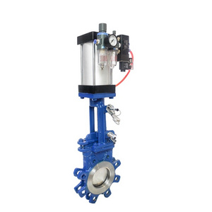 COVNA Lug Pneumatic Knife Gate Valve 4 inch Operated Soft Seal Cast Steel Knife Gate Valve Slurry Knife Gate Valve