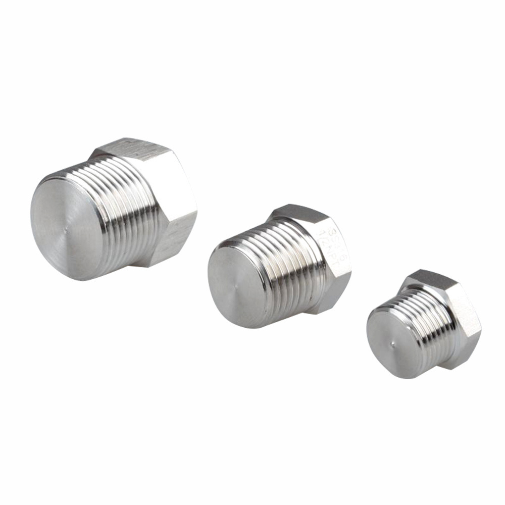 Instrumentation Stainless Steel Pipe Fittings 1/4 3/8 1/2 1 inch NPT BSPT Male Threaded Hex Head Pipe Plug