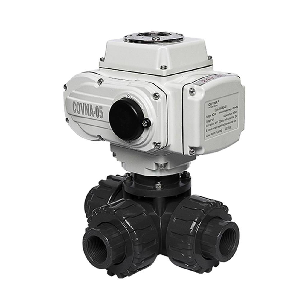 Hot Sale Ac220v Dn25 1inch 3 Way Plastic Pvc Motor Operated Control Electric Ball Valve Plastic Ball Valve