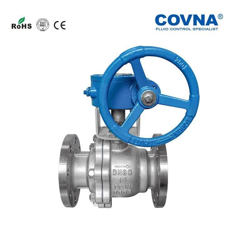 COVNA Industrial Valves 50mm SS 304/316/316L Gear Floating Flanged Type Ball Valve