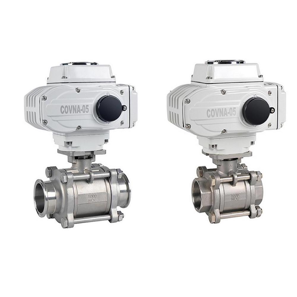 COVNA 2 Way 12V 3 Piece Ball Valve On Off Electric Motorized Actuator Water Flow Control Ball Valve