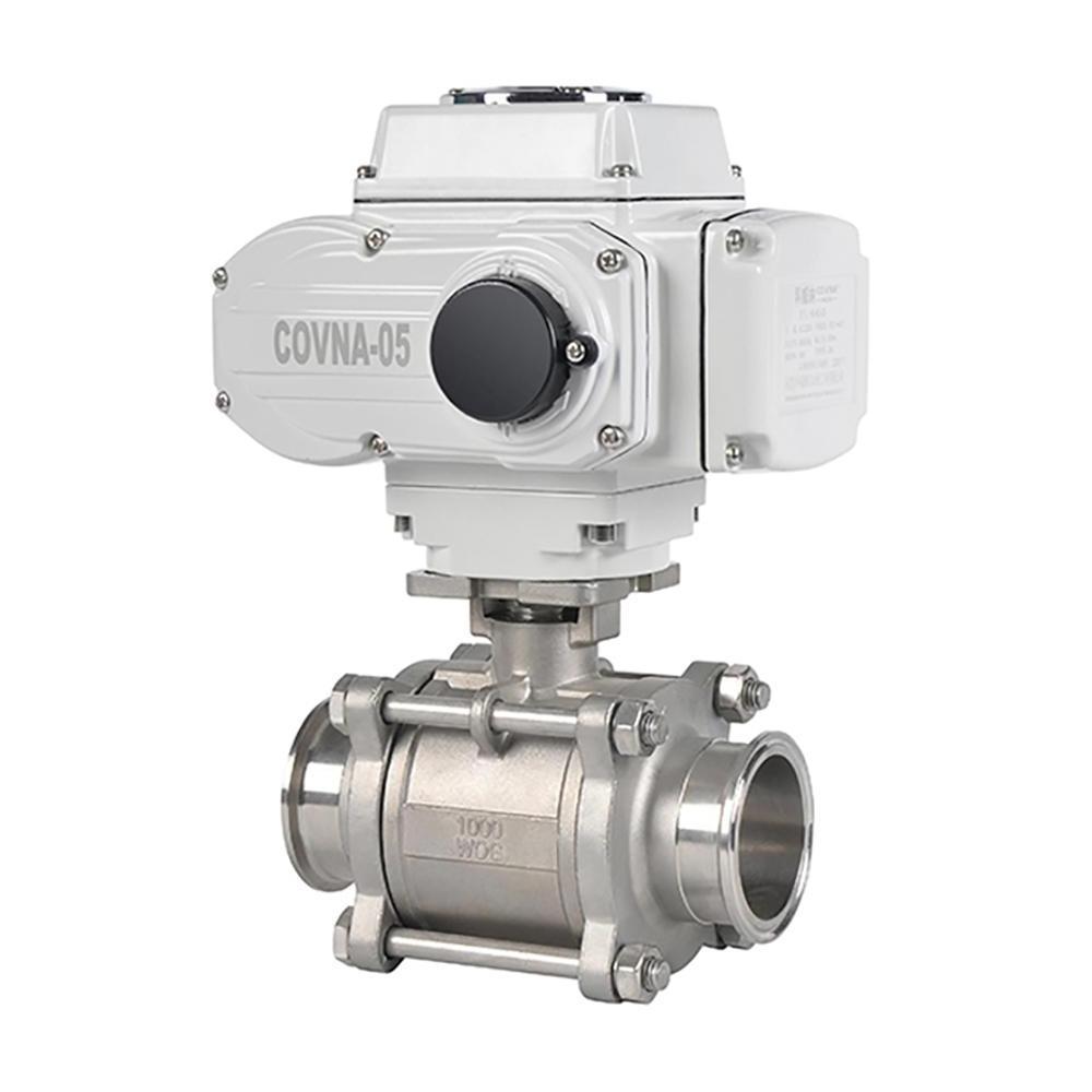 COVNA 2 Way 12V 3 Piece Ball Valve On Off Electric Motorized Actuator Water Flow Control Ball Valve