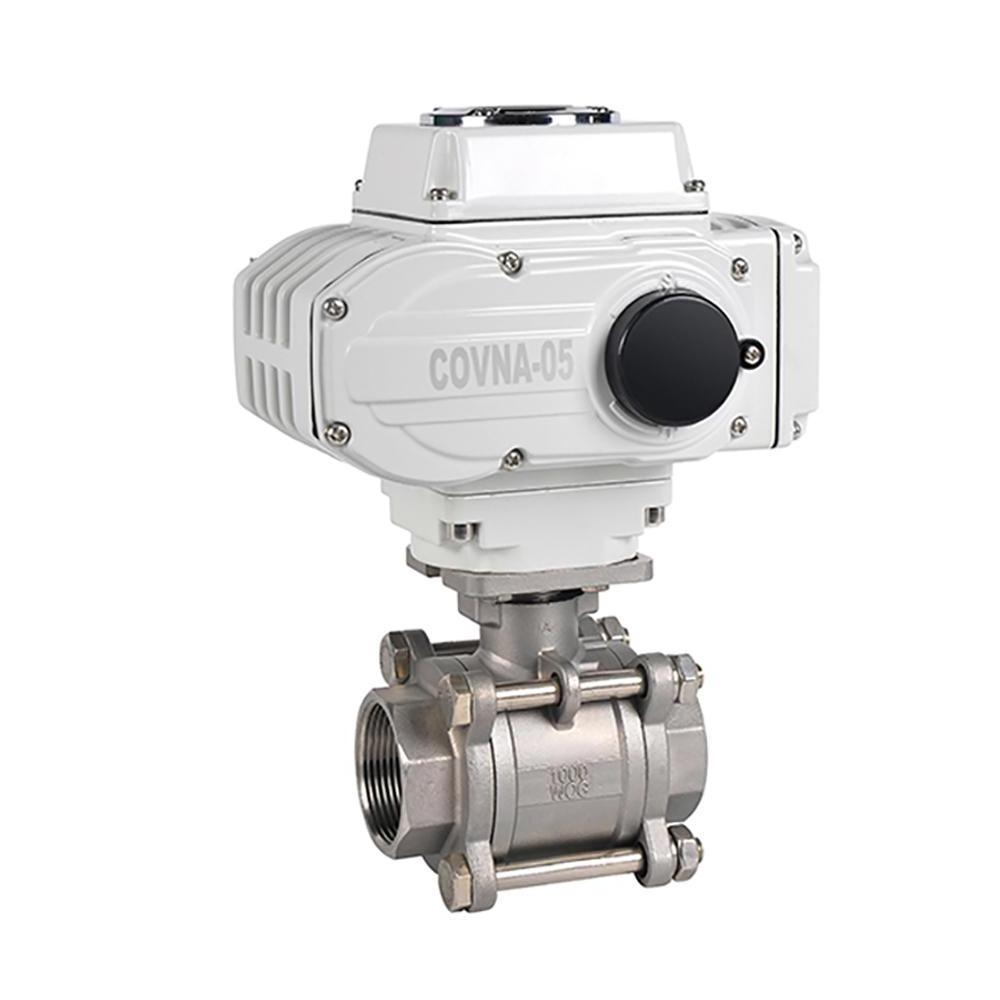 COVNA 2 Way 12V 3 Piece Ball Valve On Off Electric Motorized Actuator Water Flow Control Ball Valve