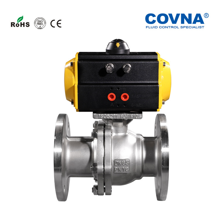 COVNA 6 inch Stainless Steel Pneumatic Control Flange Ball Valve with Mounting Flange pneumatic control valve