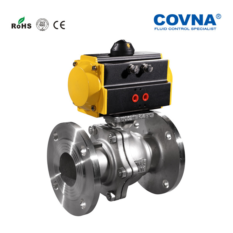 COVNA 6 inch Stainless Steel Pneumatic Control Flange Ball Valve with Mounting Flange pneumatic control valve