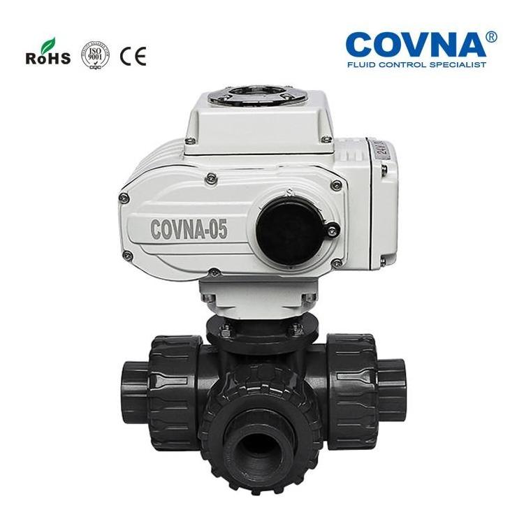 COVNA Electric Actuated Valve 110-220v DN 40 1.5 inch 2-Way or 3-Way Motorized PVC Ball Valve