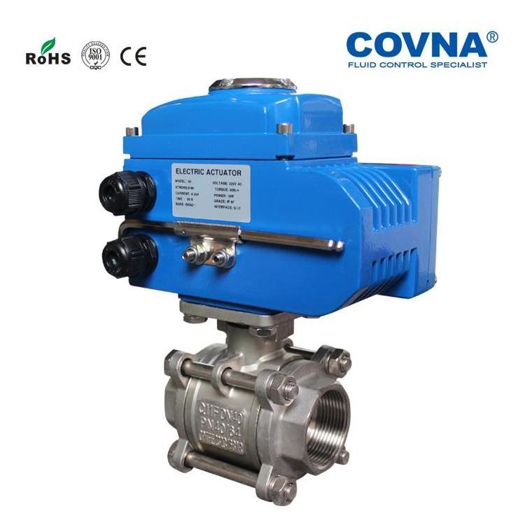 COVNA Motorized Valve Two Way HVAC Stainless Steel NPT DN 25 1 in DN 40 1.5 in Electric Actuated Ball Valves